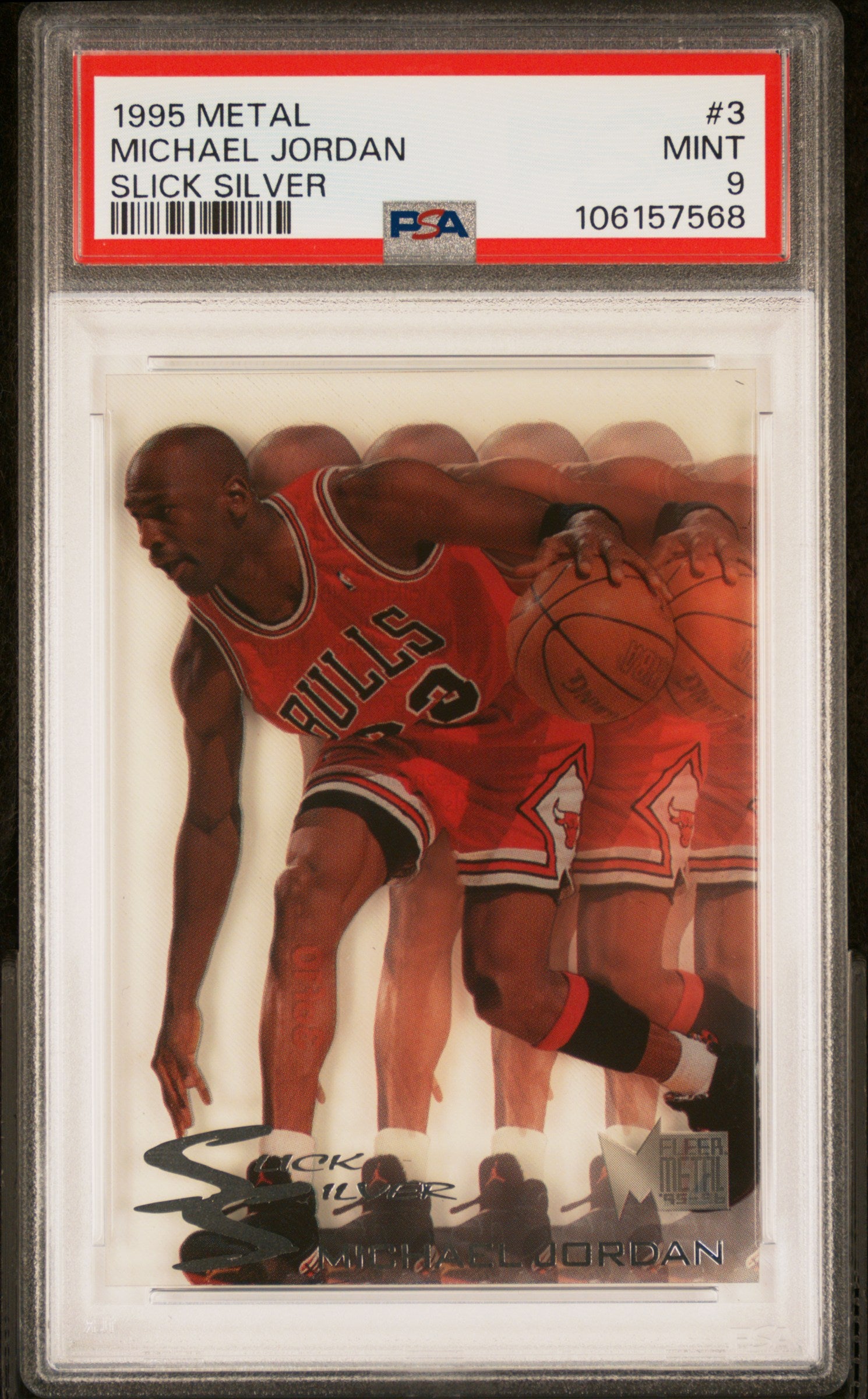 1995 METAL SLICK SILVER #3 MICHAEL JORDAN SLICK SILVER PSA 9