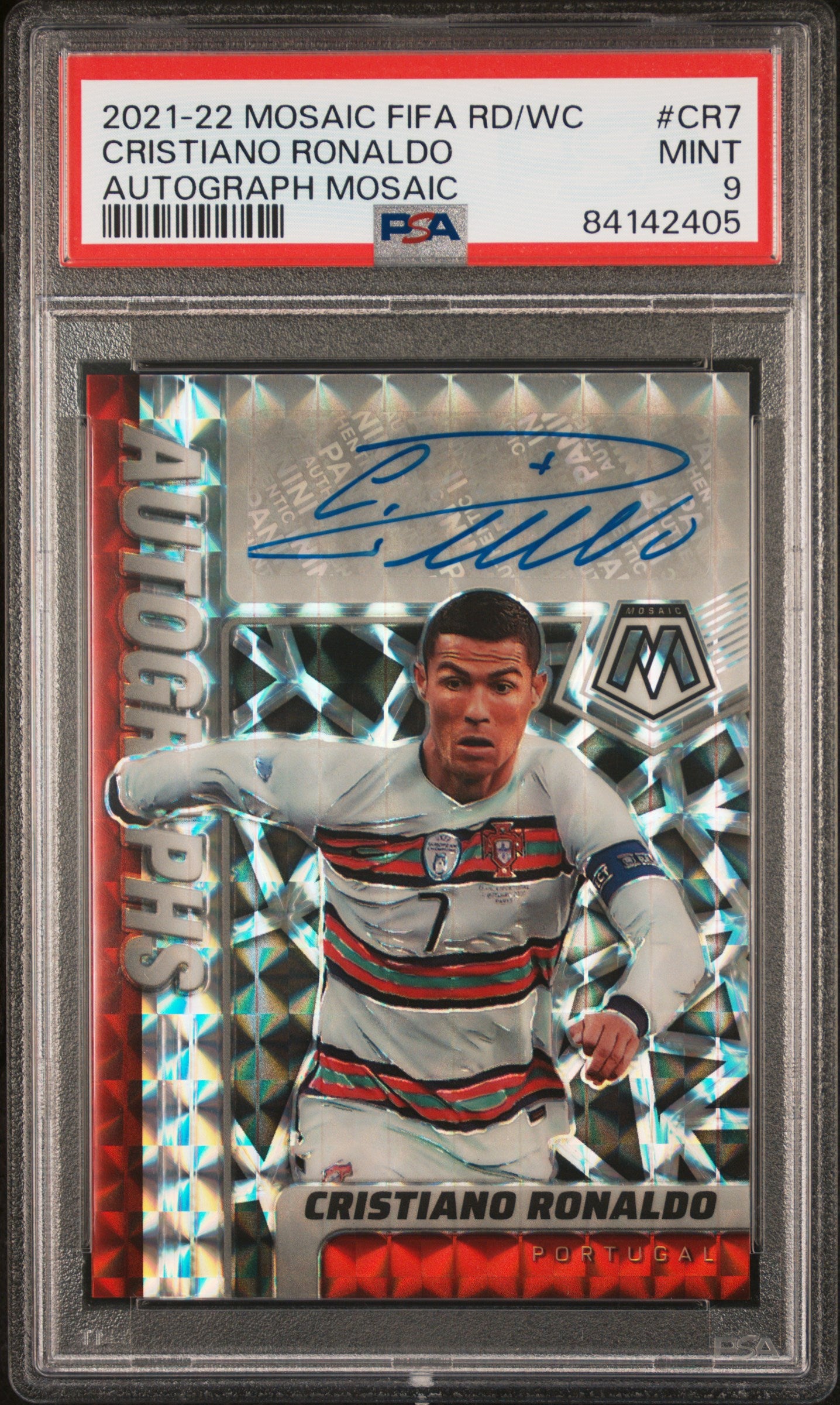 2021-2022 PANINI MOSAIC FIFA ROAD TO WORLD CUP AUTOGRAPHS MOSAIC #CR7 CRISTIANO RONALDO AUTOGRAPH MOSAIC