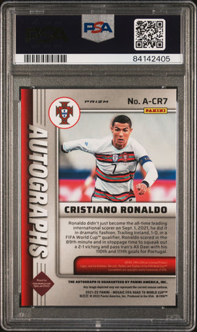 2021-2022 PANINI MOSAIC FIFA ROAD TO WORLD CUP AUTOGRAPHS MOSAIC #CR7 CRISTIANO RONALDO AUTOGRAPH MOSAIC - Back