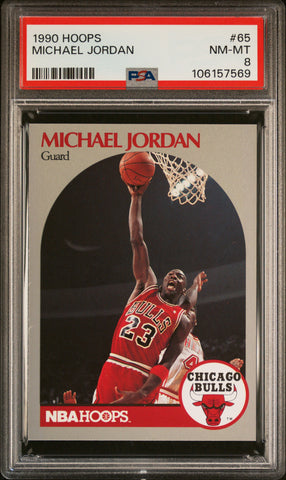 1990 HOOPS #65 MICHAEL JORDAN PSA 8