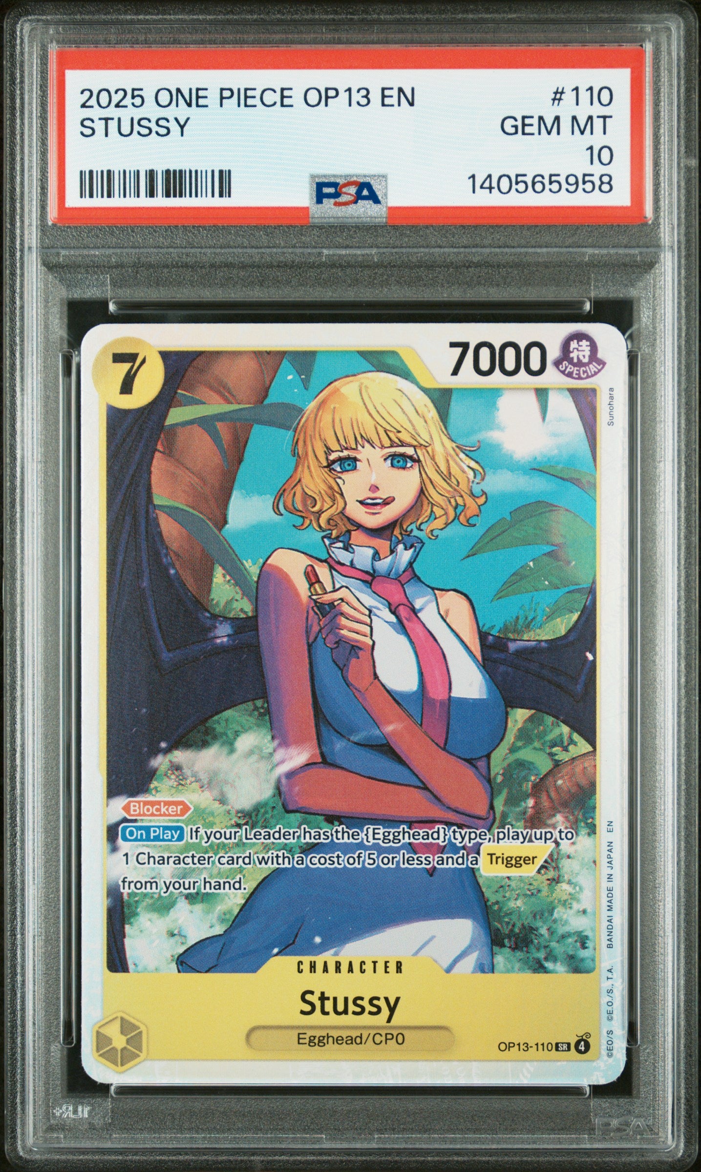 2025 One Piece Op13-Carrying On His Will #110 Stussy PSA 10