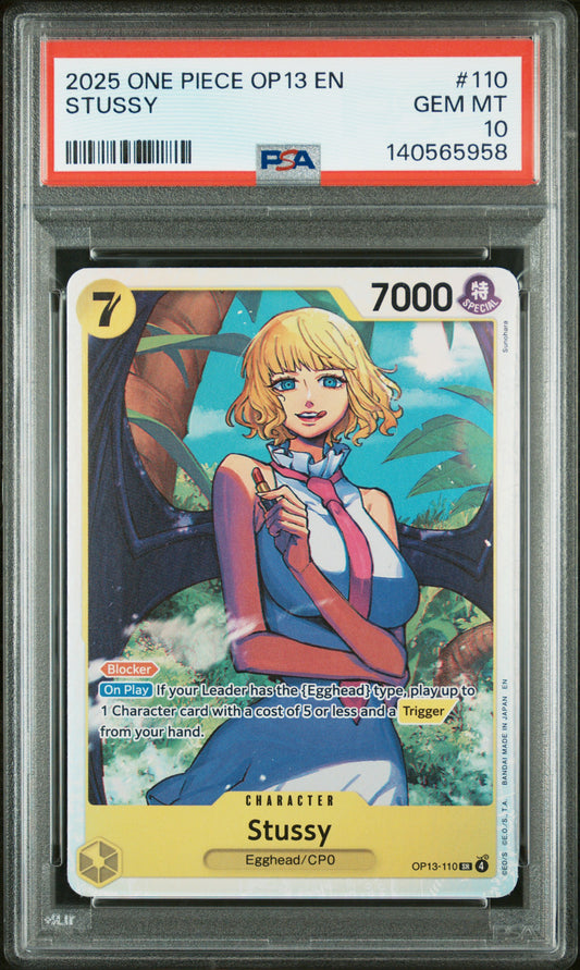 2025 One Piece Op13-Carrying On His Will #110 Stussy PSA 10