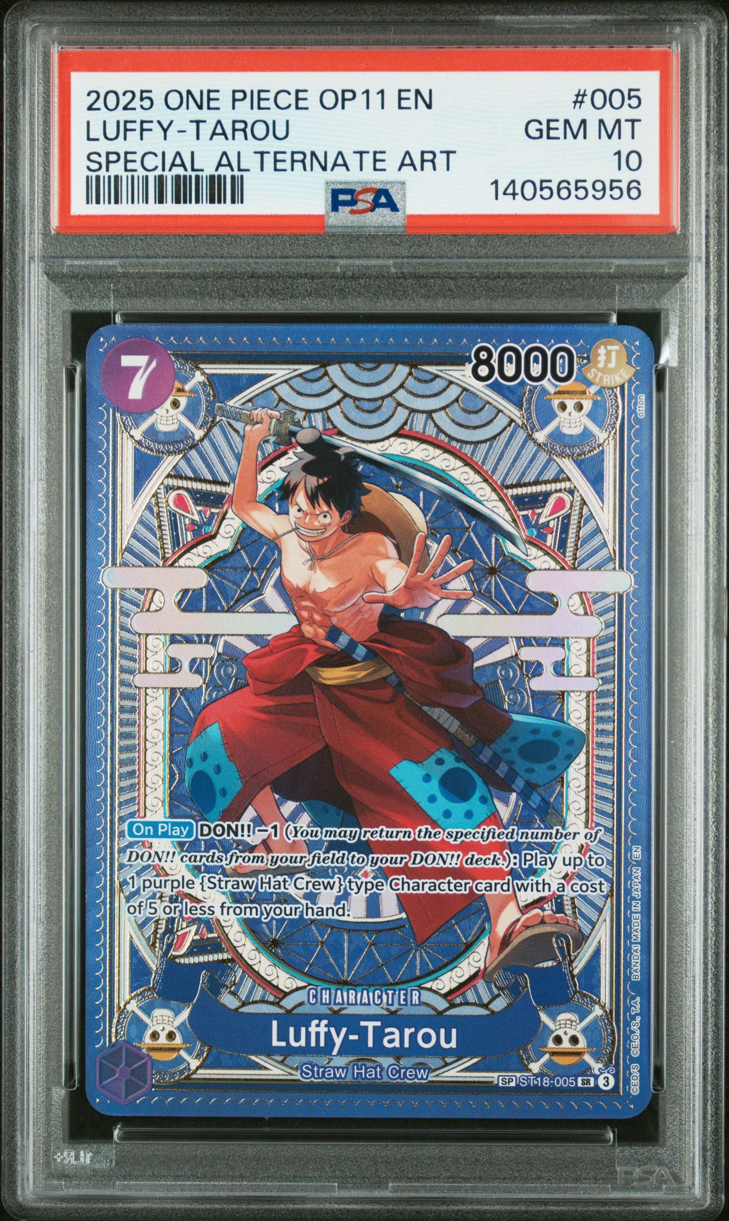 2025 One Piece Op11-A Fist Of Divine Speed #005 Luffy-Tarou Special ALT PSA 10