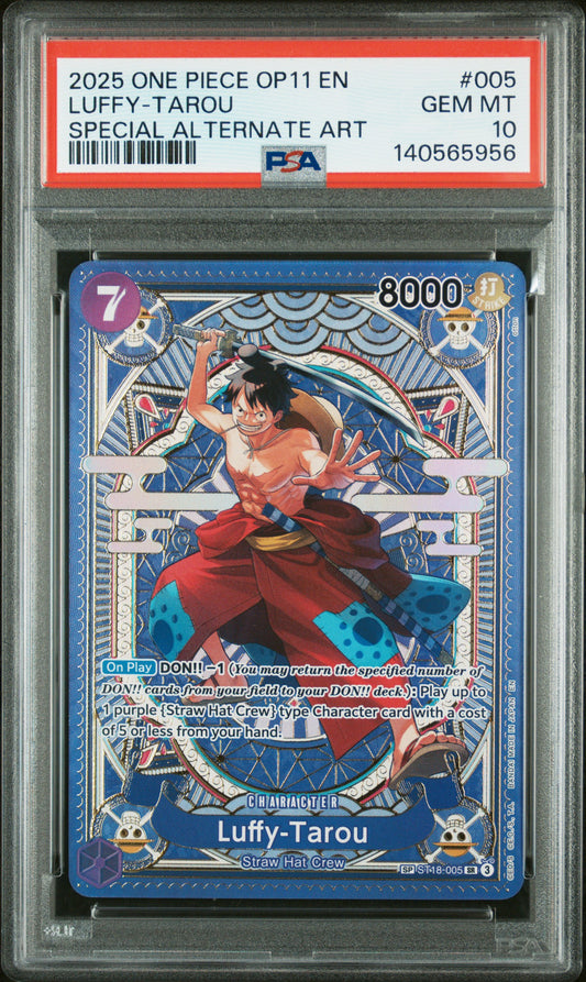 2025 One Piece Op11-A Fist Of Divine Speed #005 Luffy-Tarou Special ALT PSA 10