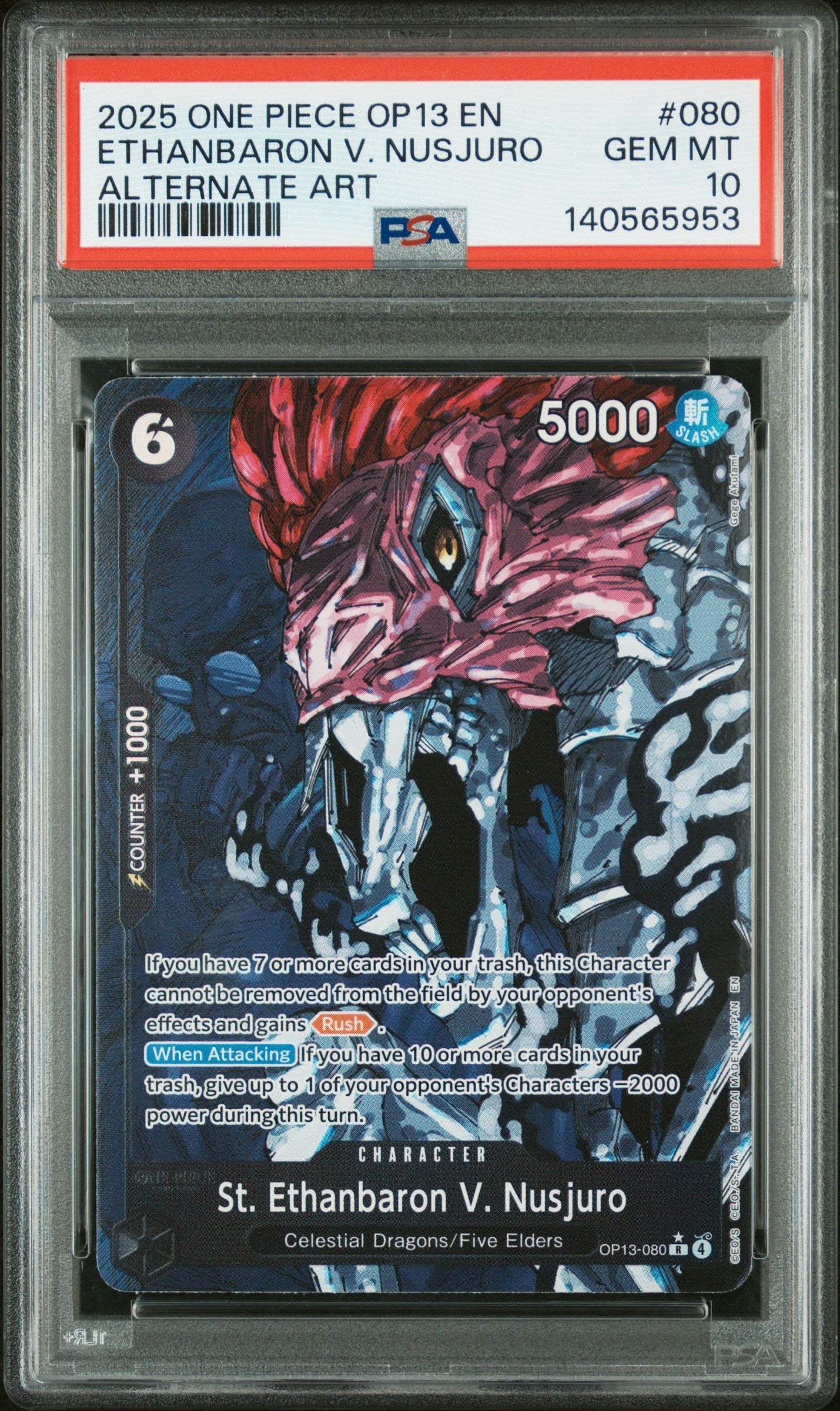 2025 One Piece Op13-Carrying On His Will #080 Ethanbaron V. Nusjuro Alt PSA 10