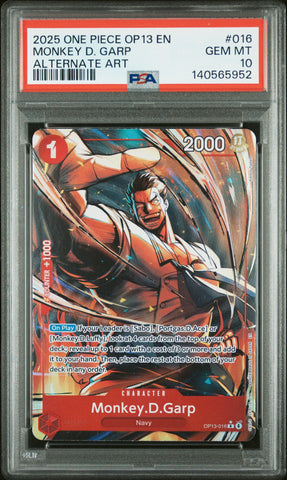2025 One Piece Op13-Carrying On His Will #016 Monkey D. Garp Alt PSA 10
