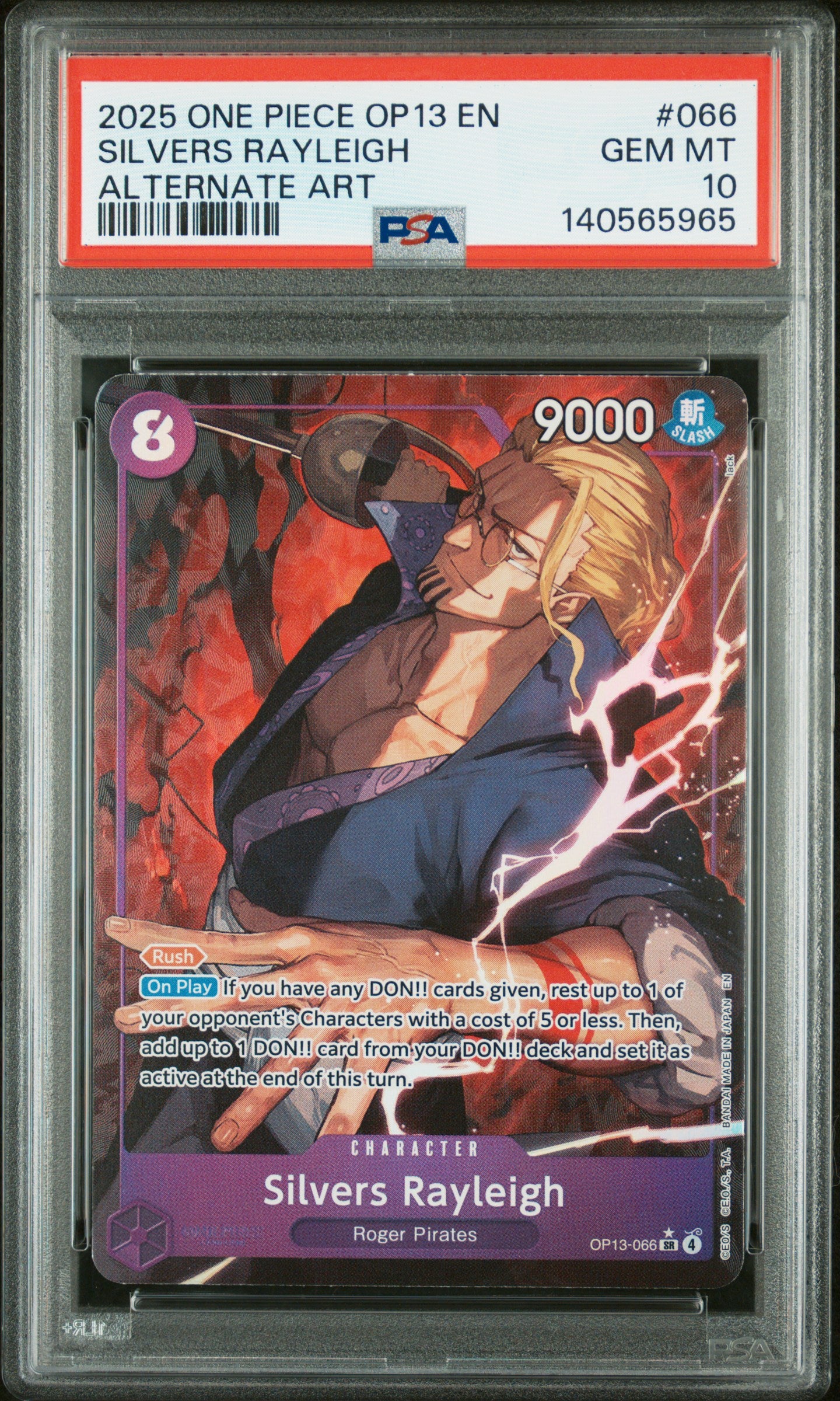 2025 One Piece Op13-Carrying On His Will #066 Silvers Rayleigh ALT PSA 10