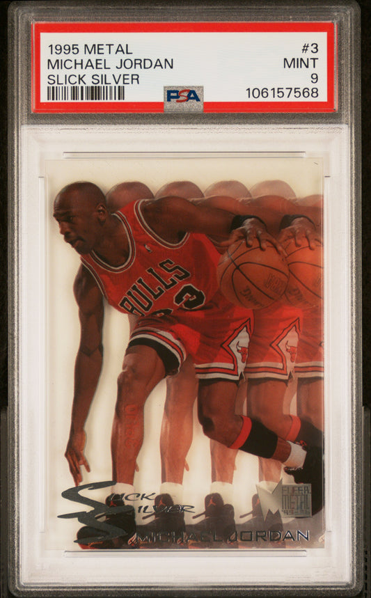 1995 METAL SLICK SILVER #3 MICHAEL JORDAN SLICK SILVER PSA 9