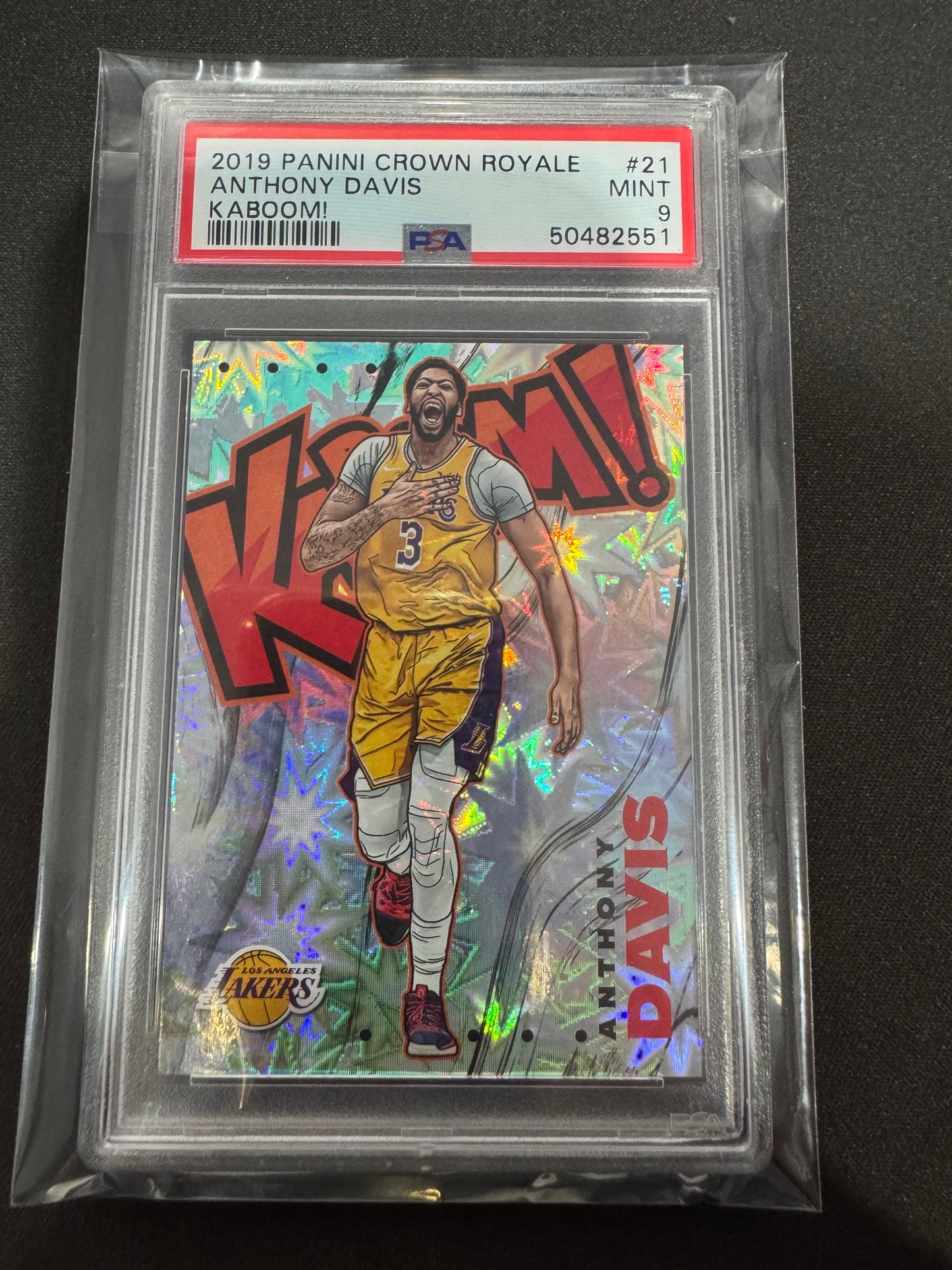 2019 PANINI CROWN ROYALE KABOOM! #21 ANTHONY DAVIS KABOOM! PSA 9